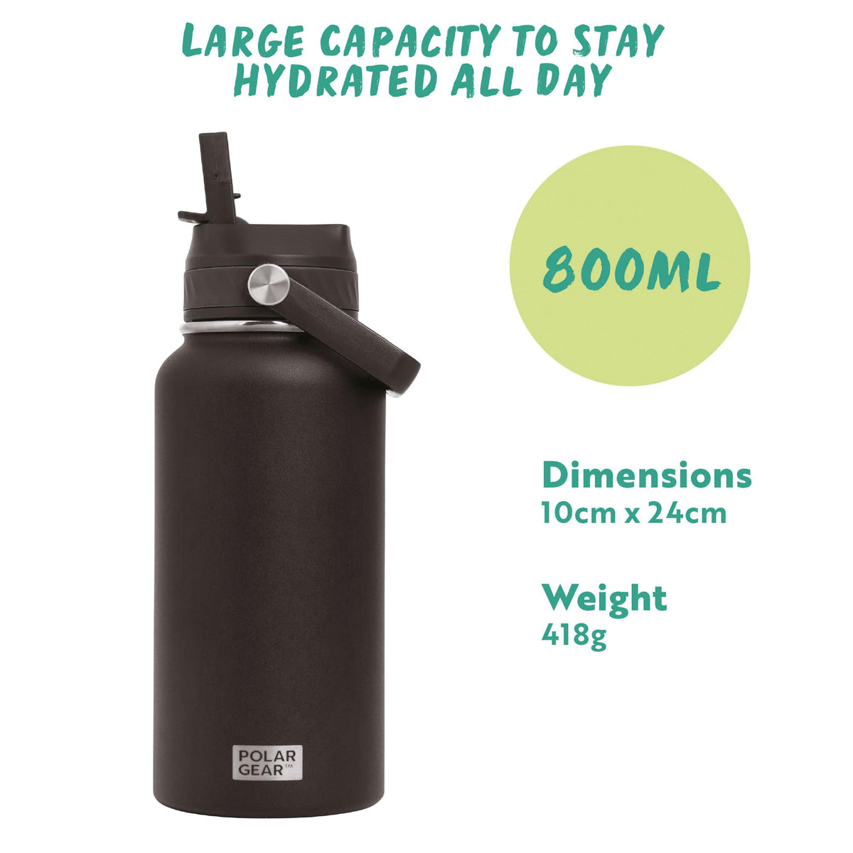 Polar Gear Insulated Water Bottle with Flip Straw - 800ml Wine