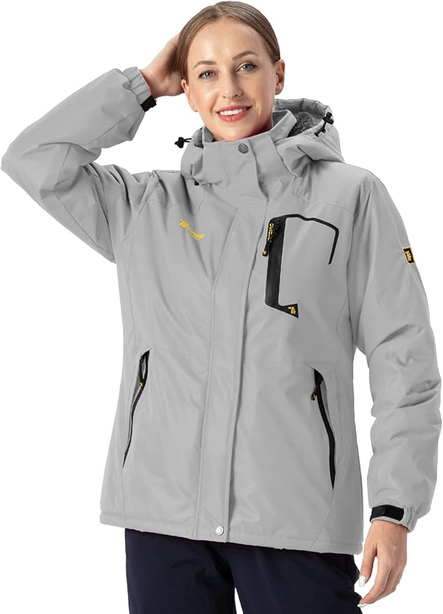 Womens Ski Jacket Waterproof Warm Winter Snow Coat Grey Size XL TBY