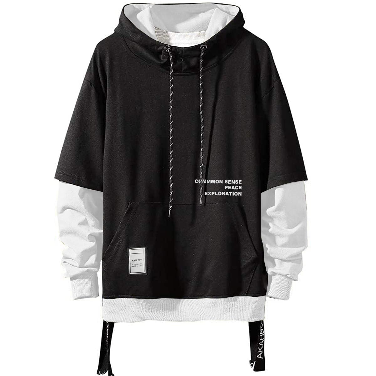 Moshtashio Men's Hoodie Colorblock Pullover Sweatshirt with Design Hip Hop