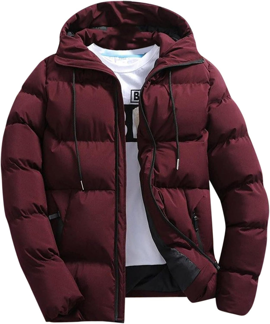 Winter Jackets for Men UK 2026 Thermal Warm Waterproof Zip Up Cargo Puffer Coats Outwear with Hood Cargo Fleece Jacket With Pockets Casual Pullover Work Plain Comfortable Sweatshirts