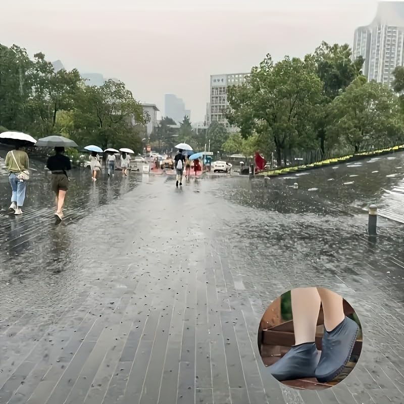 Waterproof Reusable Silicone Shoe Covers, Elastic Non-Slip Overshoes for Rain Mud Travel Commuting Outdoor Protection