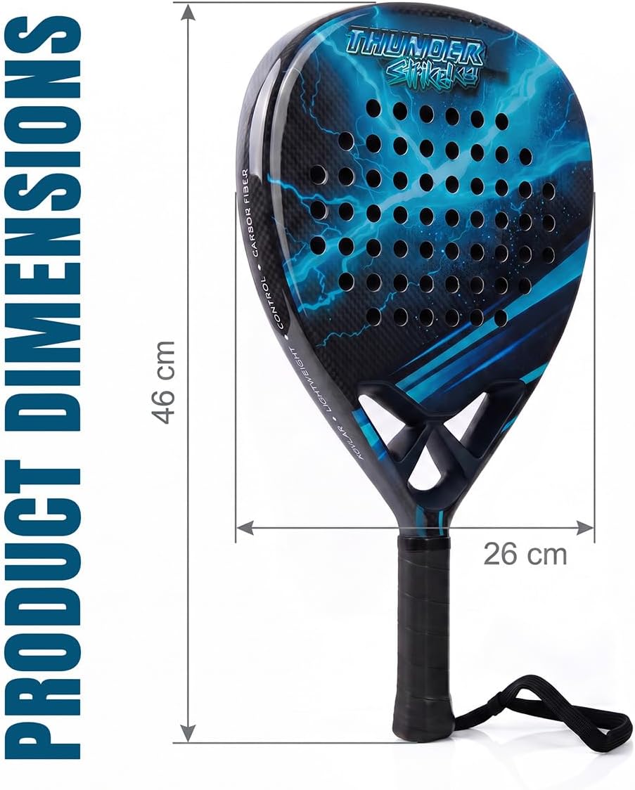 Crystals Padel Racket Carbon Fibre Surface EVA Foam Core with Carry Bag