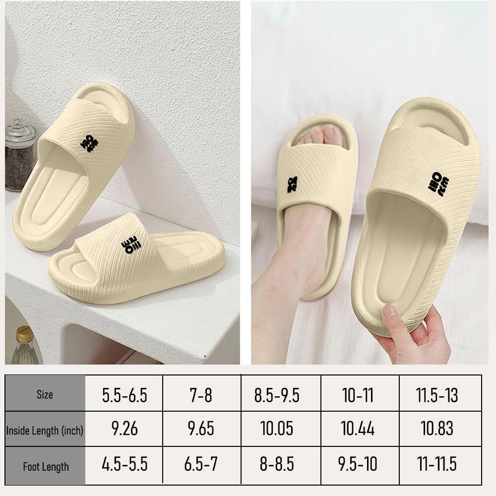Bathroom Slippers for Men Women,Shower Shoes Thickened,Slippers Indoor Home Beach Non Slip Anti-Slip Quick Drying Pool Slides,White