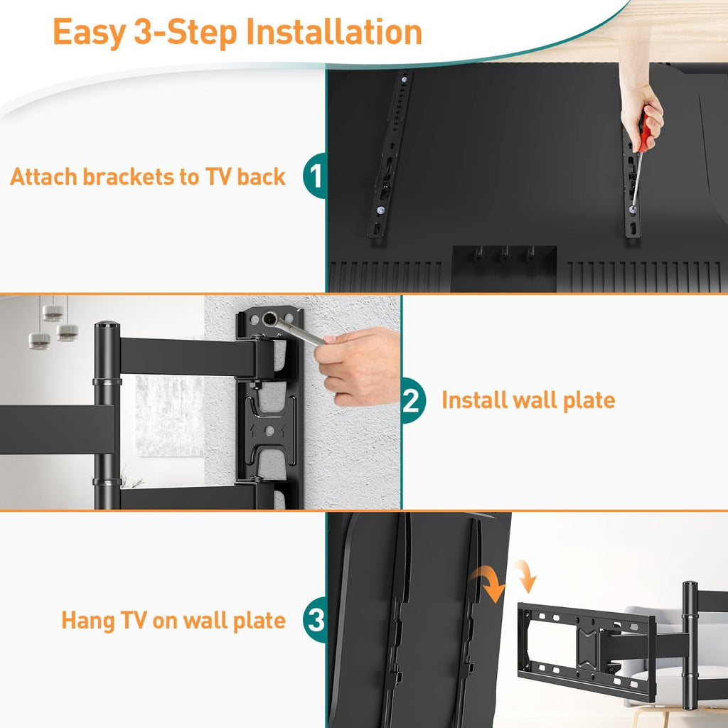 Tilt Swivel TV Bracket 26-60 Inch Corner Wall Mount up to 35KG ELIVED