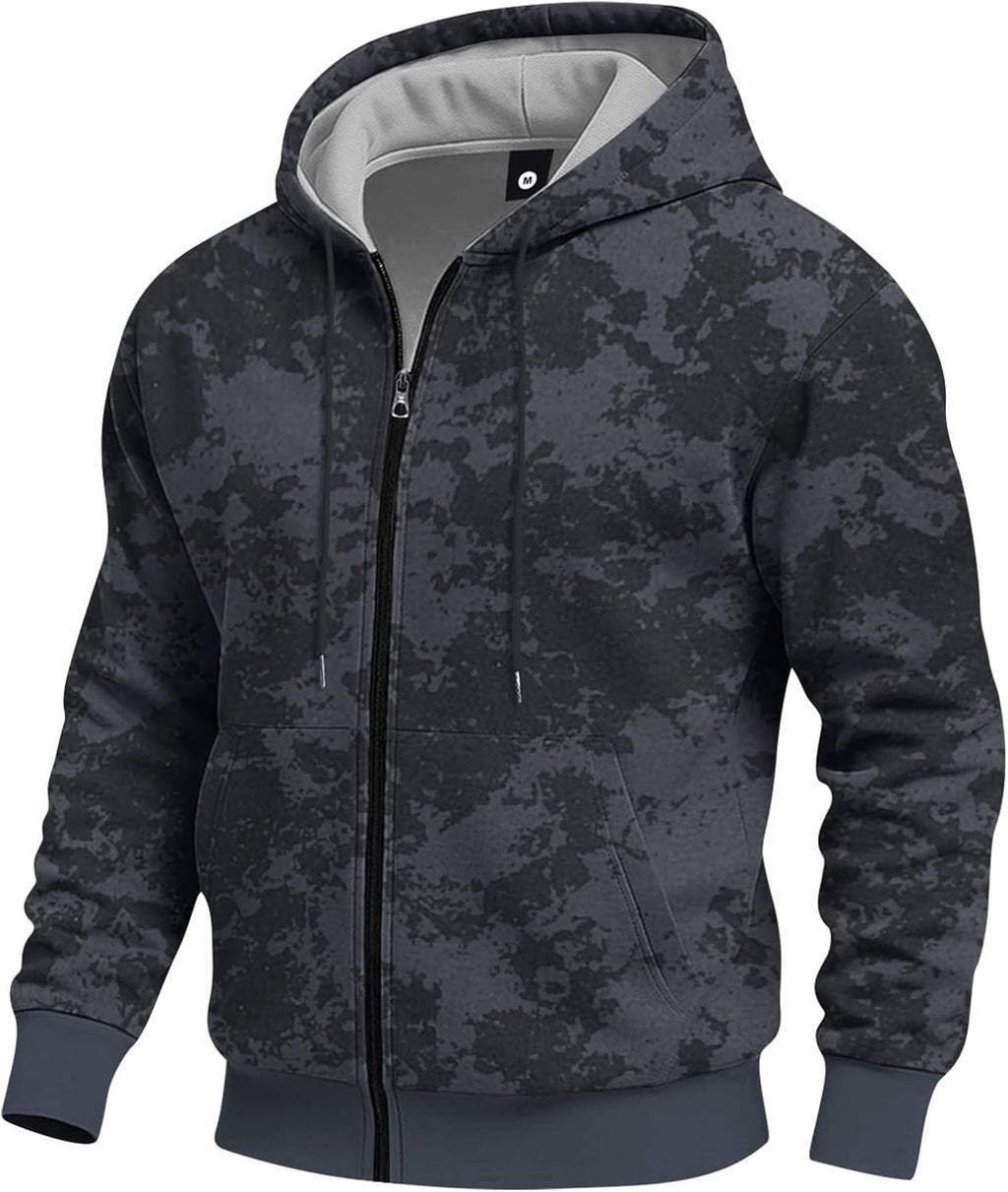 Men's Spring/Autumn Thin Long-Sleeved Pocket Tie-Dye Camouflage Zipper Hooded Sweatshirt Fashionable Casual Sports Tops