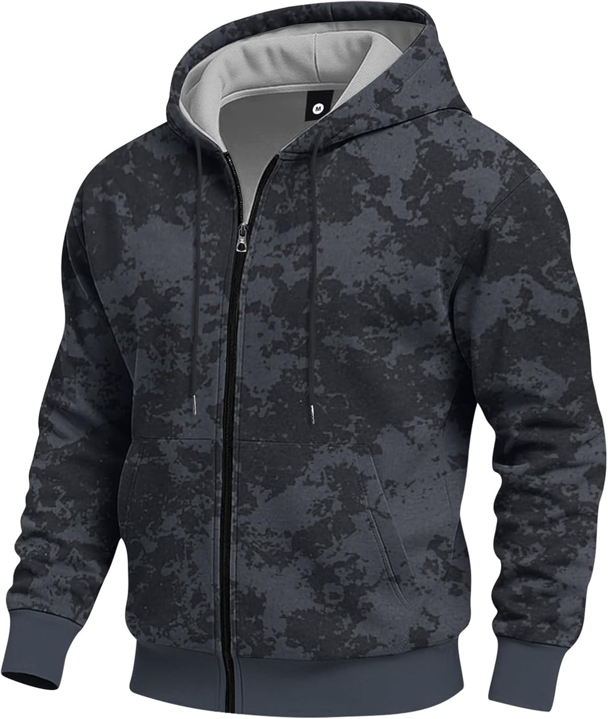 Men's Spring/Autumn Thin Long-Sleeved Pocket Tie-Dye Camouflage Zipper Hooded Sweatshirt Fashionable Casual Sports Tops