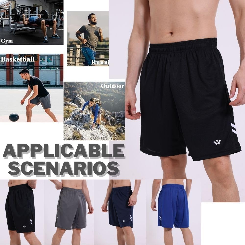 5 Pack Mens Sports Shorts Men's Athletic Shorts with Pockets and Elastic Waistband, Quick Dry Workout Shorts for Men Running Trousers