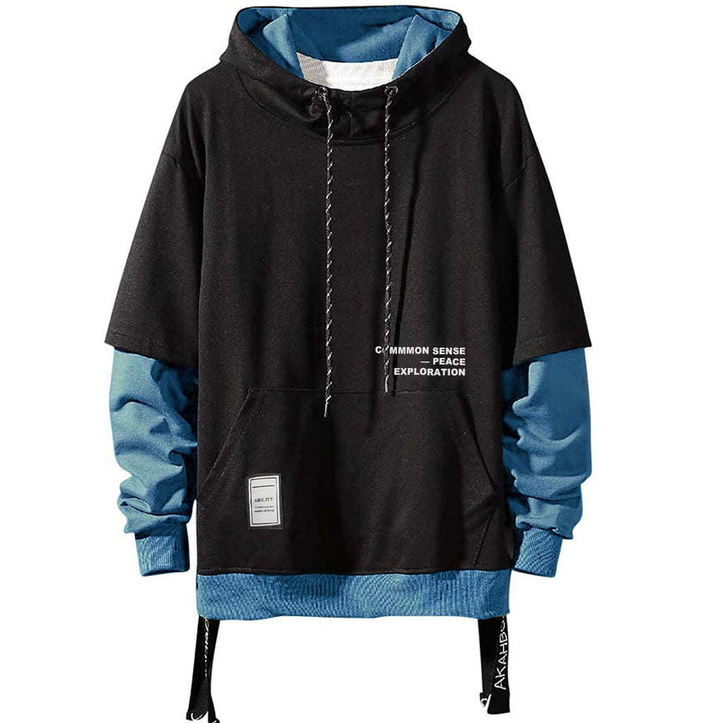 Moshtashio Men's Hoodie Colorblock Pullover Sweatshirt with Design Hip Hop