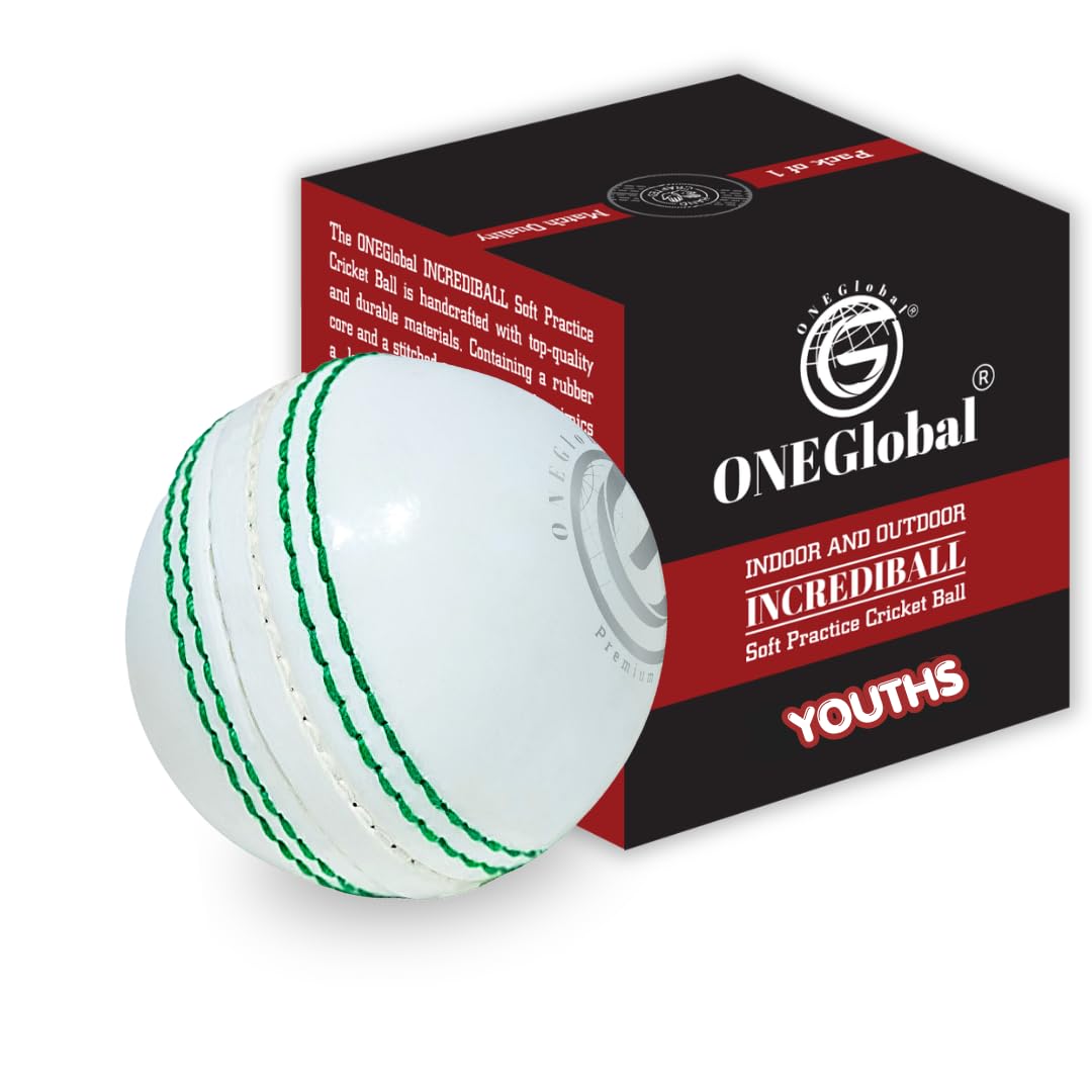 Incrediball Soft Practice Cricket Ball | Outdoor & Indoor Rubber Cricket Ball With Core & Stitched Seam | For Practice, Training & Family Fun | Senior & Junior Size