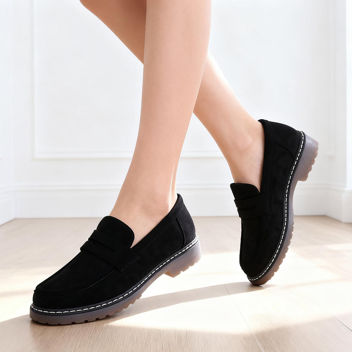 Womens Loafers Shoes Platform Chunky Penny Loafer Lug Sole Comfortable Slip On Work Office Business Casual Dressy Fashion Driving Moccasins Women Shoes