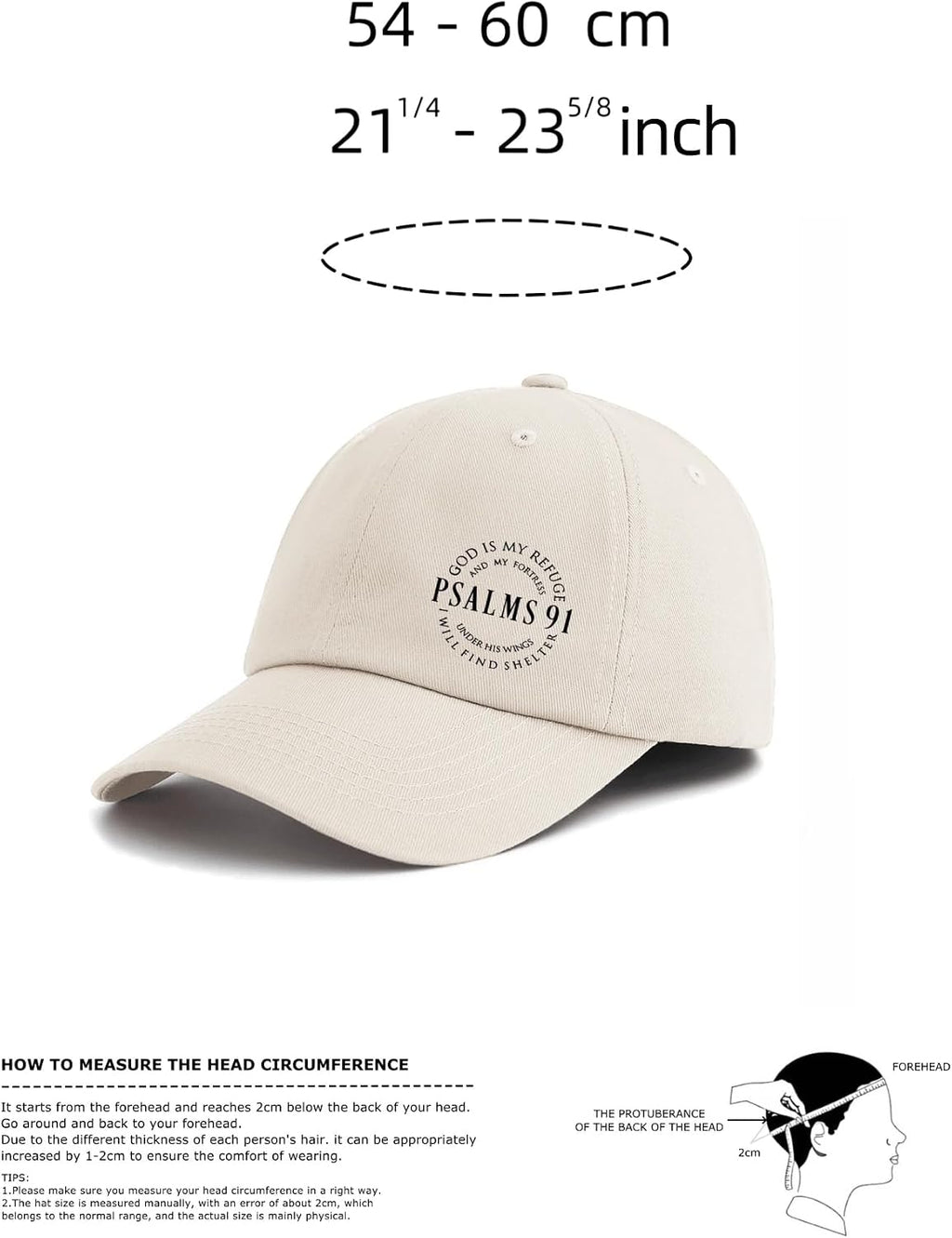 Psalms 91 Print Baseball Cap，Adjustable Size, Lightweight Sun hat, Suitable for Daily Outdoor Sports wear