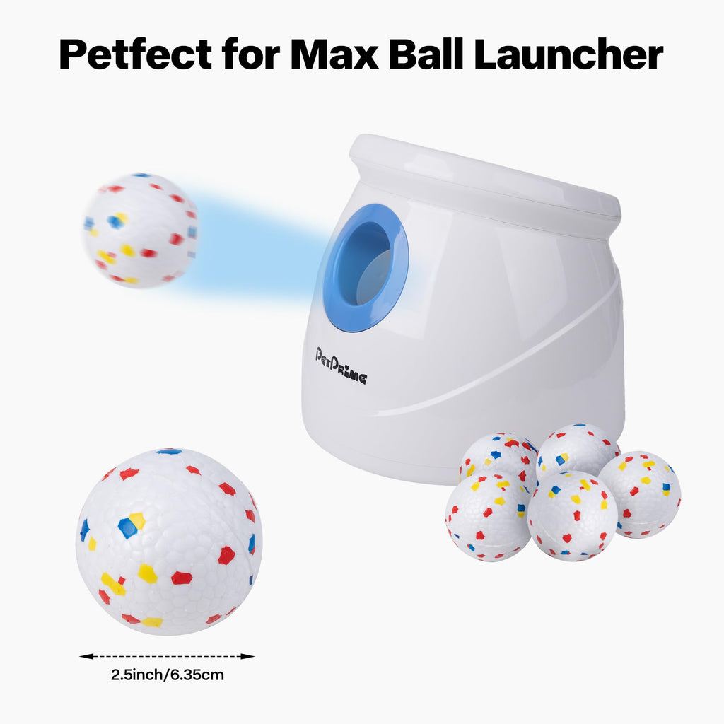 Pet Prime Automatic Dog Ball Launcher for Large Breed, Rechargeable Interactive Ball Thrower Toy with 10-40Ft, Fetch Machine with 6 Durable 2.5" Tennis Balls & Dog Whistle