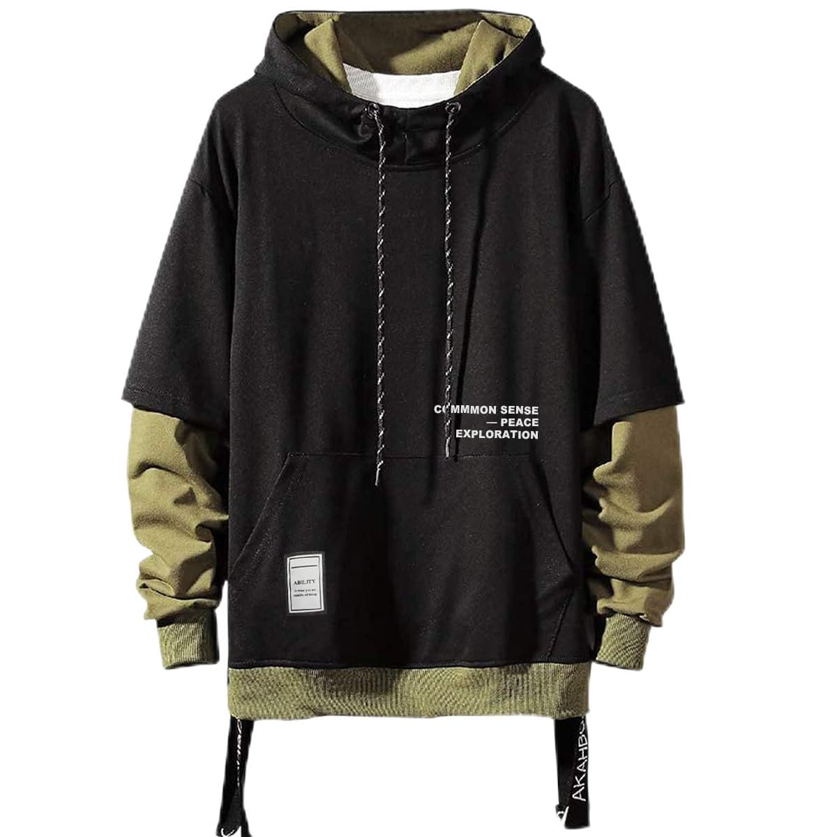 Moshtashio Men's Hoodie Colorblock Pullover Sweatshirt with Design Hip Hop