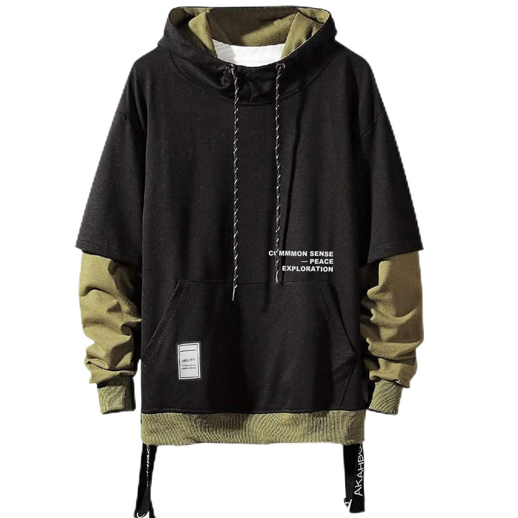 Moshtashio Men's Hoodie Colorblock Pullover Sweatshirt with Design Hip Hop