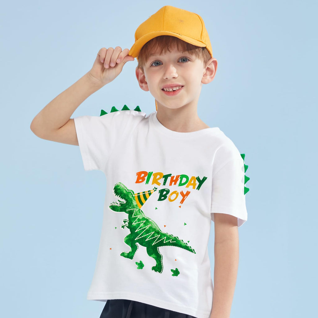 WAWSAM Birthday Boy T Shirt Baby B-Day Dino Party Shirts T Rex Top Tee Gift