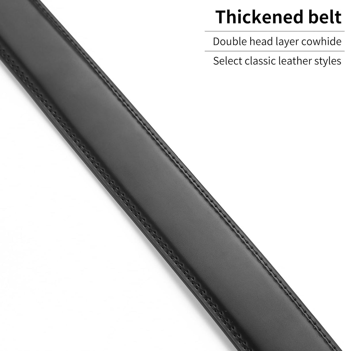 Men's Adjustable Leather Belt Strap & Zinc Alloy Automatic Ratchet Buckle, Customizable for Business Casual & Formal Wear