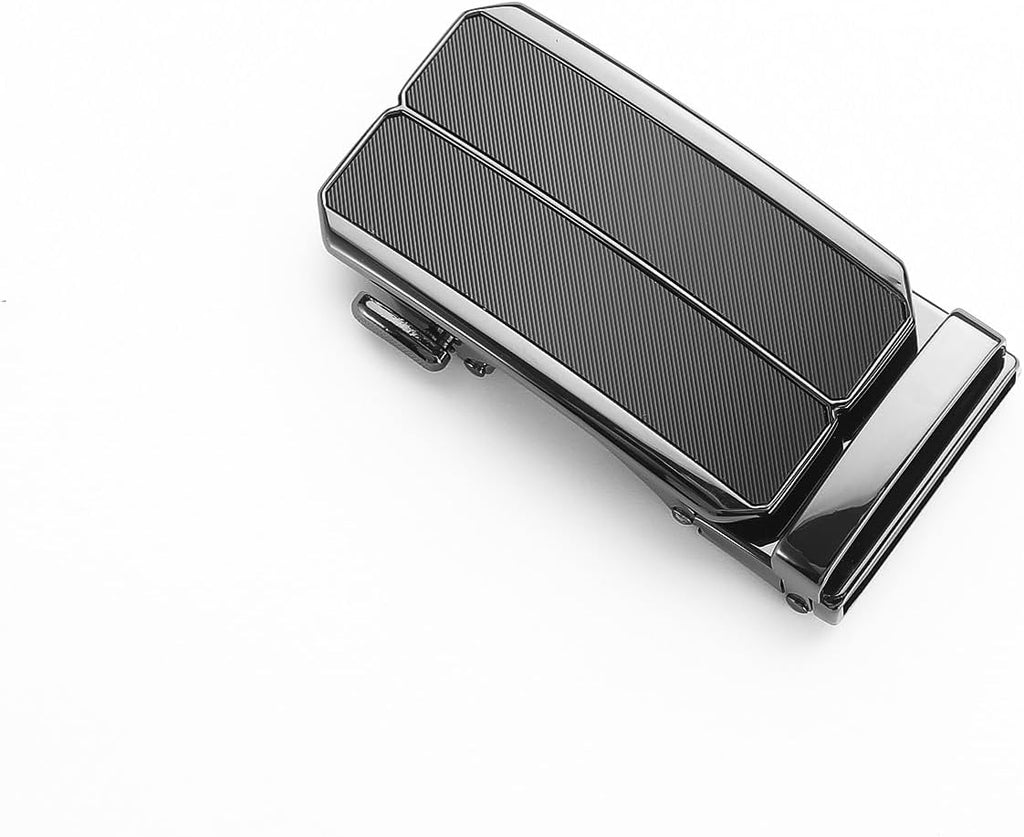 Men's Adjustable Leather Belt Strap & Zinc Alloy Automatic Ratchet Buckle, Customizable for Business Casual & Formal Wear