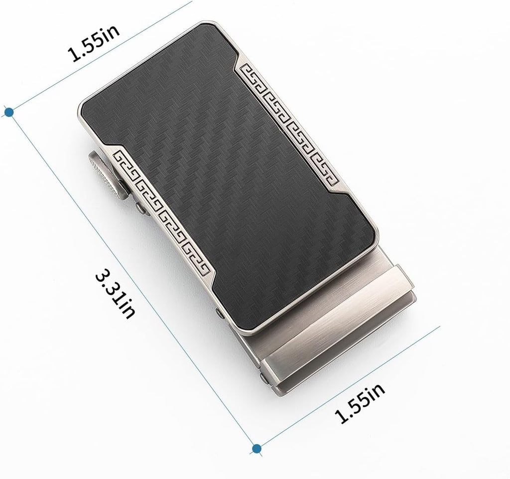 Men's Adjustable Leather Belt Strap & Zinc Alloy Automatic Ratchet Buckle, Customizable for Business Casual & Formal Wear