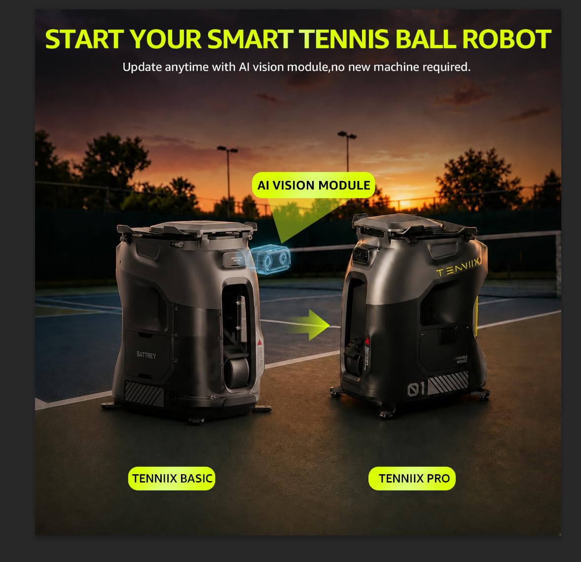TENNIIX Basic Tennis Ball Machine, 18.7LB Portable Tennis Launcher Robot