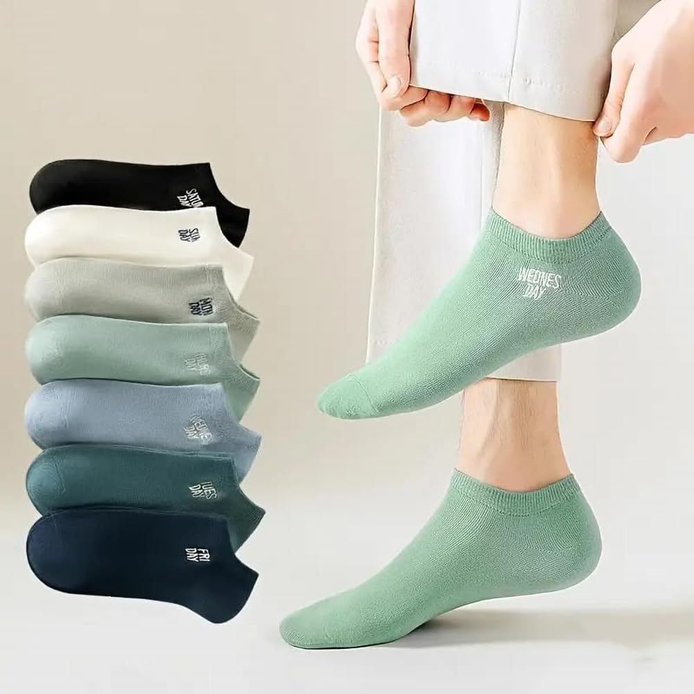 7 Pack Ankle Socks Men No Show Socks Breathable Invisible Thin Low Cut Ankle Sock Cotton Mixed Colors Letter Print Design