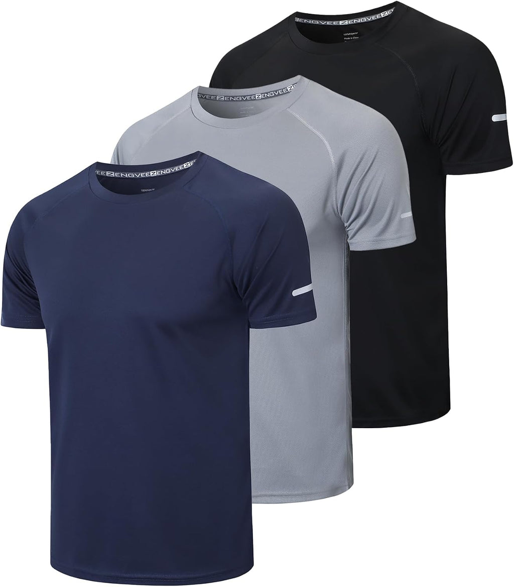 Gaiatiger 1/3 Pack Mens T-Shirts Quick Dry Short Sleeve Tops Running Shirts