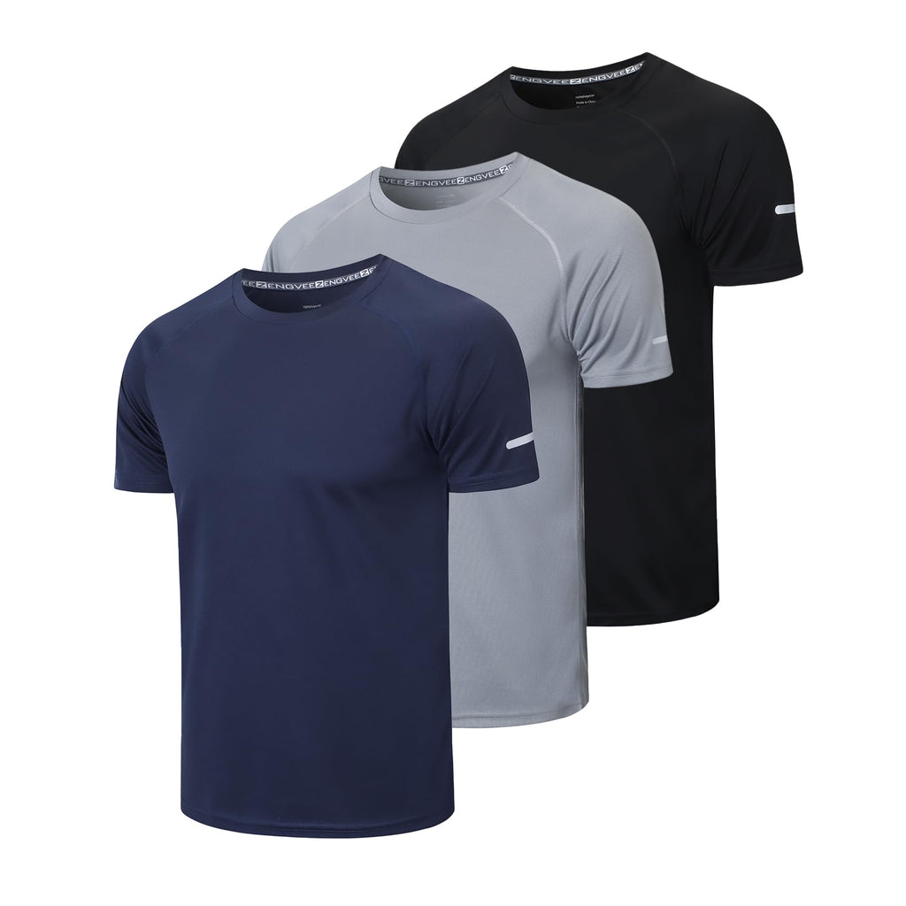 Gaiatiger 1/3 Pack Mens T-Shirts Quick Dry Short Sleeve Tops Running Shirts