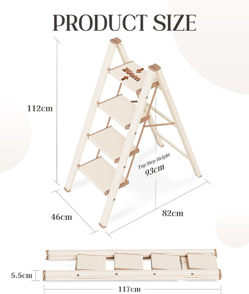 4 Step Ladder Foldable Step Stool Anti Slip Wide Pedal Home Kitchen Utility Steps