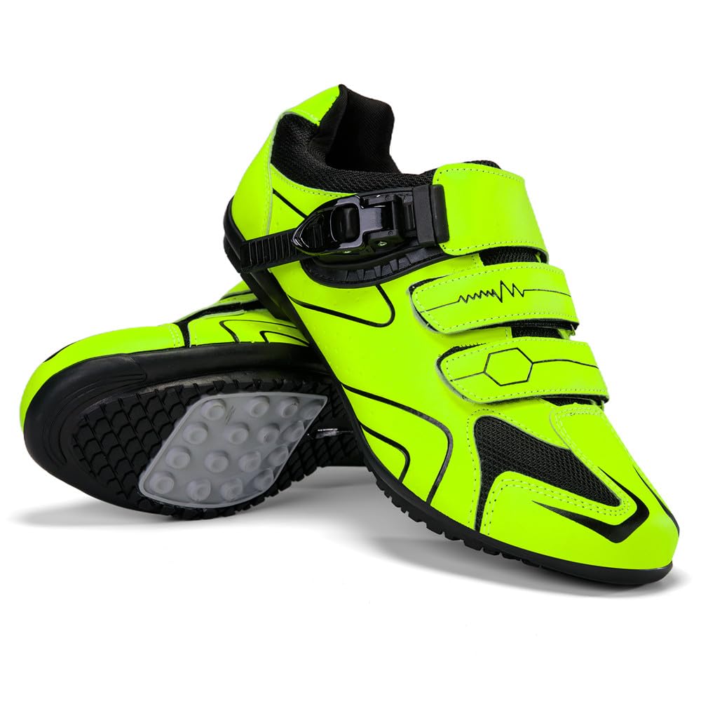 Hixingo Cycling Shoes Flat Mens Womens MTB Bicycle Shoes, Road Bike Anti-Slip Rubber Sole Sneaker Breathable Mountain Bike Shoe Compatible No Cleat, 3.5 to 12 UK