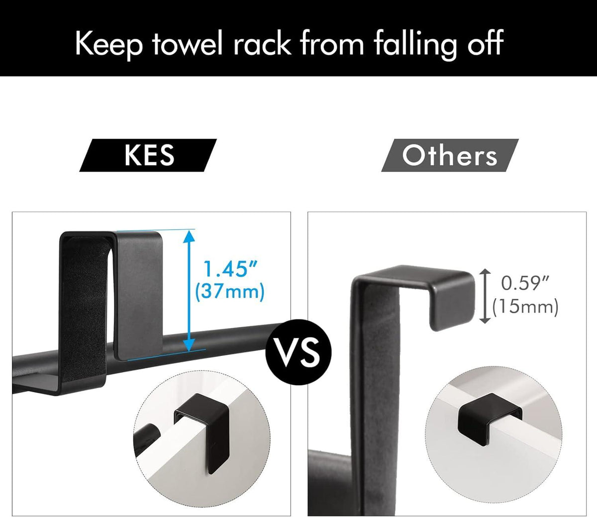 Over Door Towel Rail Set of 2 Kitchen Cabinet Towel Bar Bathroom No Drill