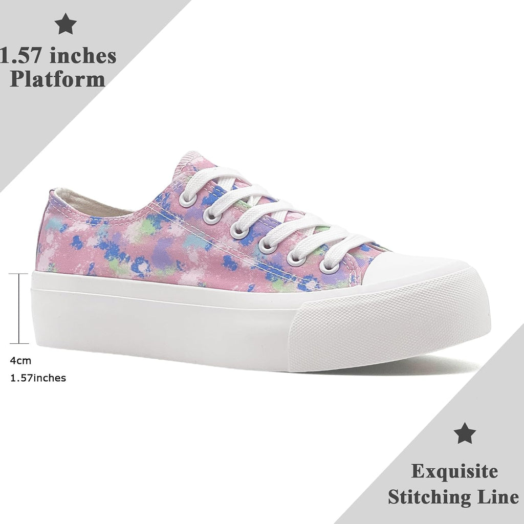 Ladies Canvas Shoes Women Platform Trainers Lace Up Pumps Plimsolls Fashion Sneakers Low Top Casual Canvas Tennis Shoes for Women