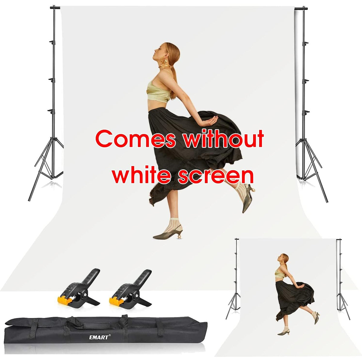 Backdrop Stand Kit 10x8.5ft Frame Only with Clamps Carry Bag Photo Studio EMART