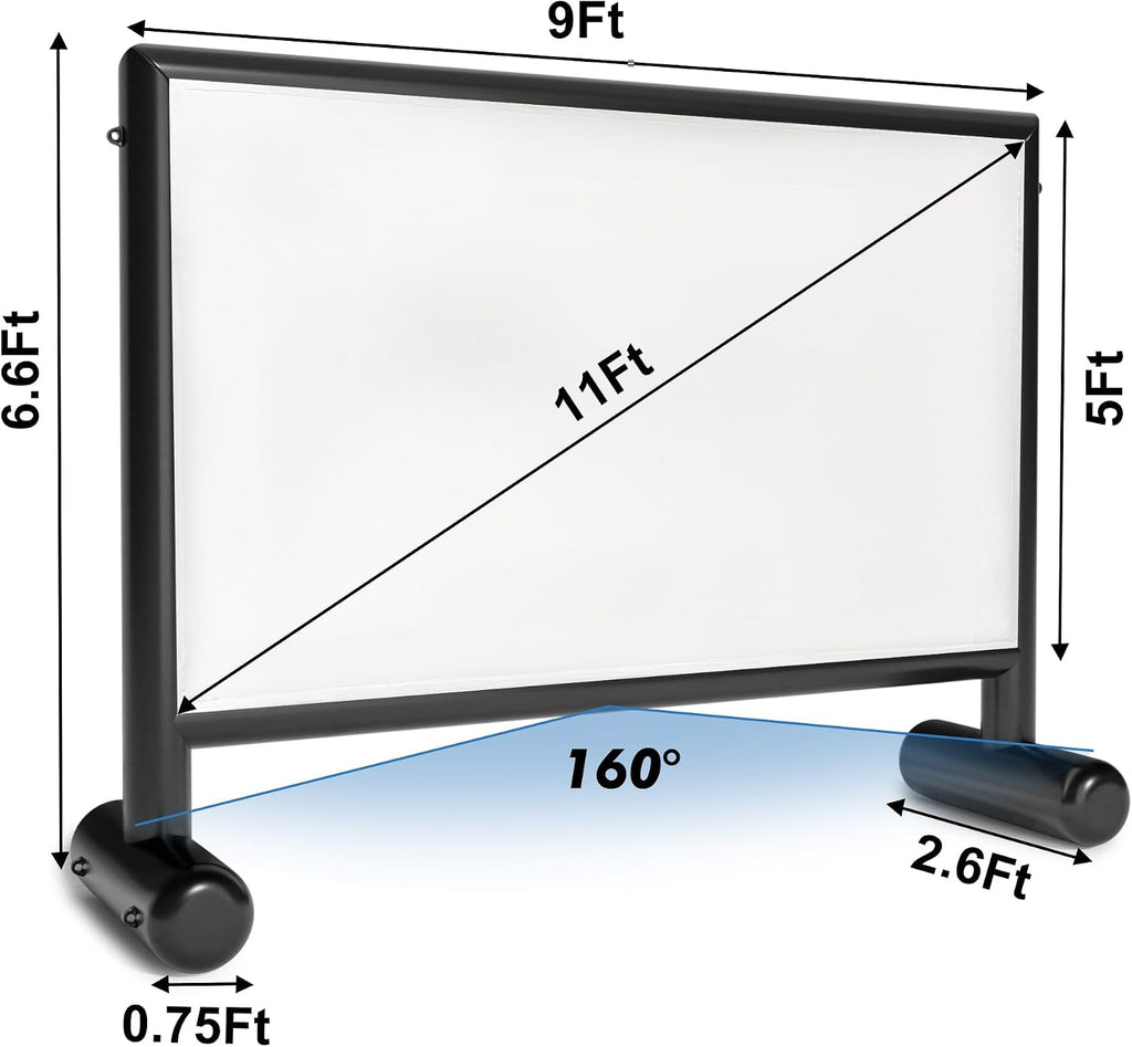 Inflatable Projector Screen 11FT PVC Airtight Outdoor Movie Screen with Air Blower