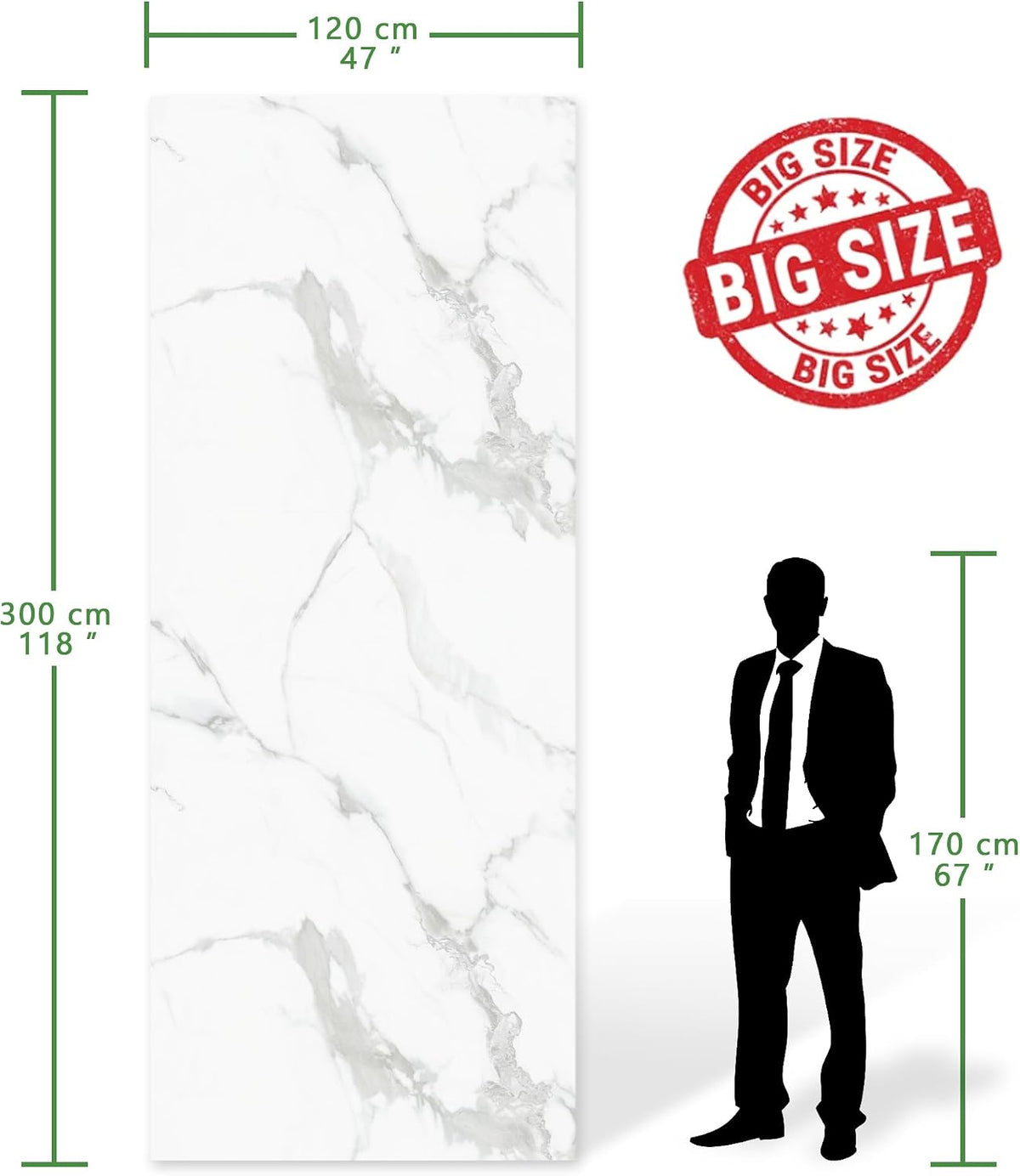 Marble Peel Stick Wall Panel 120x300cm Waterproof Carrara White Gloss sunwings