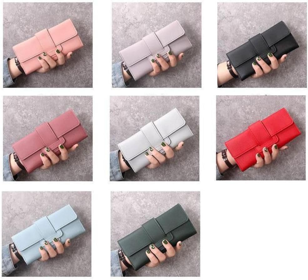 Coin Purse Large Capacity PU Long Wallet Luxury Solid Color Money Bag Women (Green)