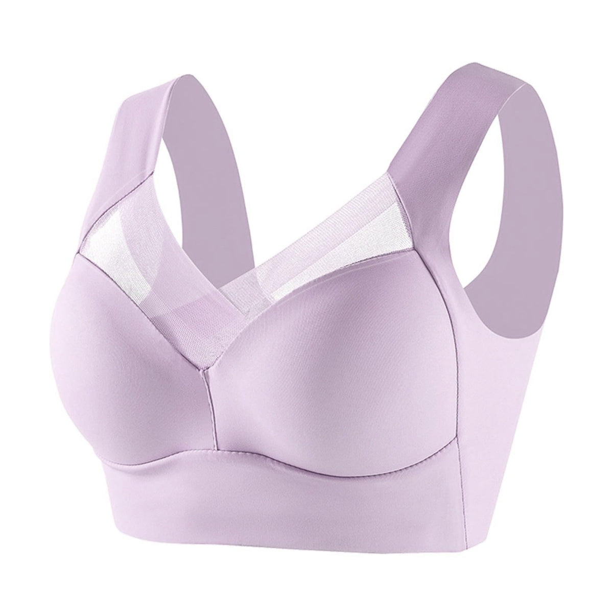 Yinguo Thin Laceless Comfortable Breathability Underwear Large Size Brater Buckle Female Bra V Neck Vest Bralette Wireless Bra Cotton Bra for Women