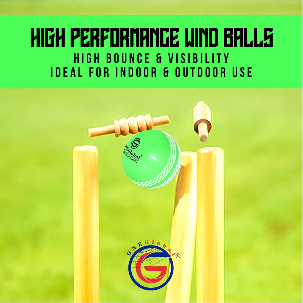 Premium Windball Soft Cricket Ball with Colour Seam | Wind Ball for Outdoor & Indoor Practice, Coaching, Garden & Beach Games