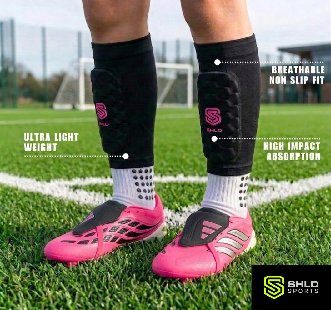 Kids Shin Pad Sleeves Ages 3-14, Ultra Light Protective Football Built-in Shin Guard Sleeves for Children Boys & Girls