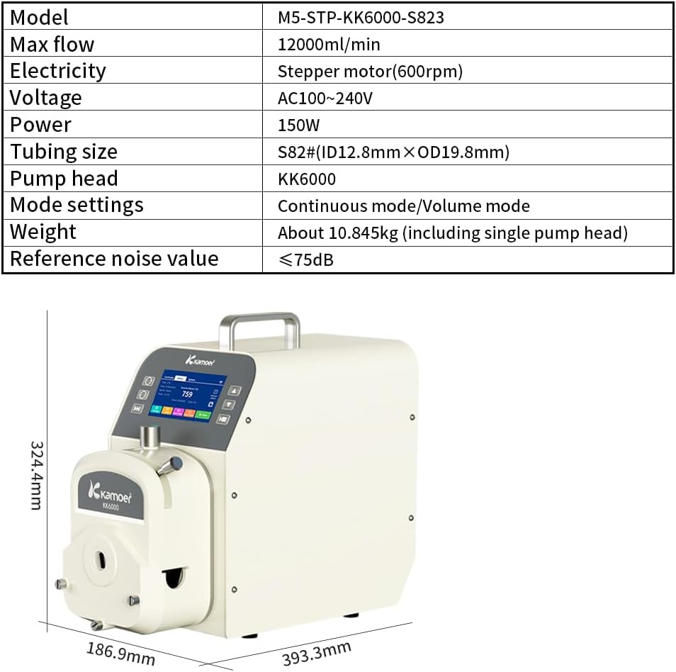 Peristaltic Pump 12L/min WiFi Variable Speed Touch Screen M5 Dosing Pump Kamoer