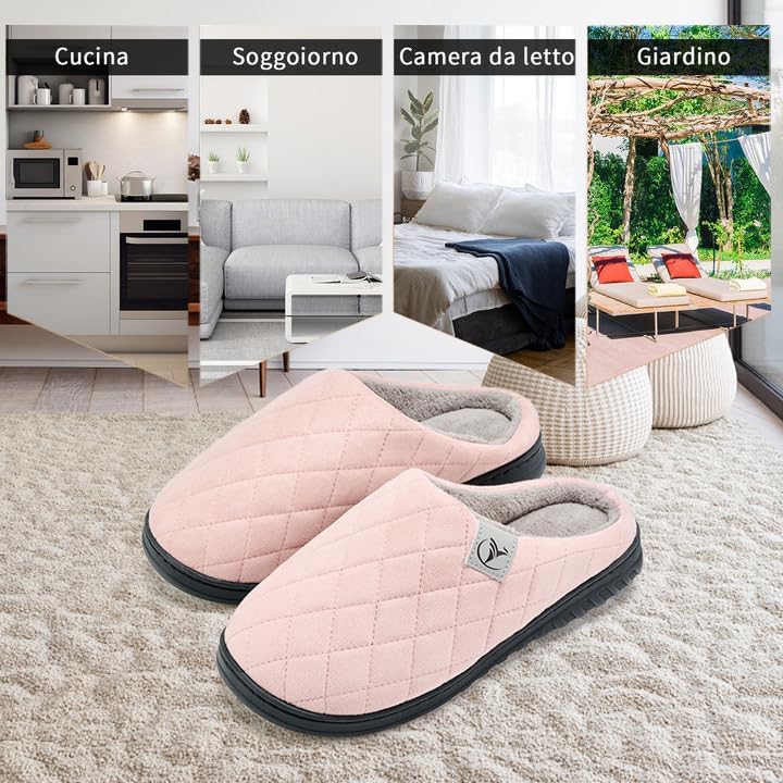 Mens Memory Foam Slippers Knitted Lining Non-Slip Indoor Outdoor Slippers