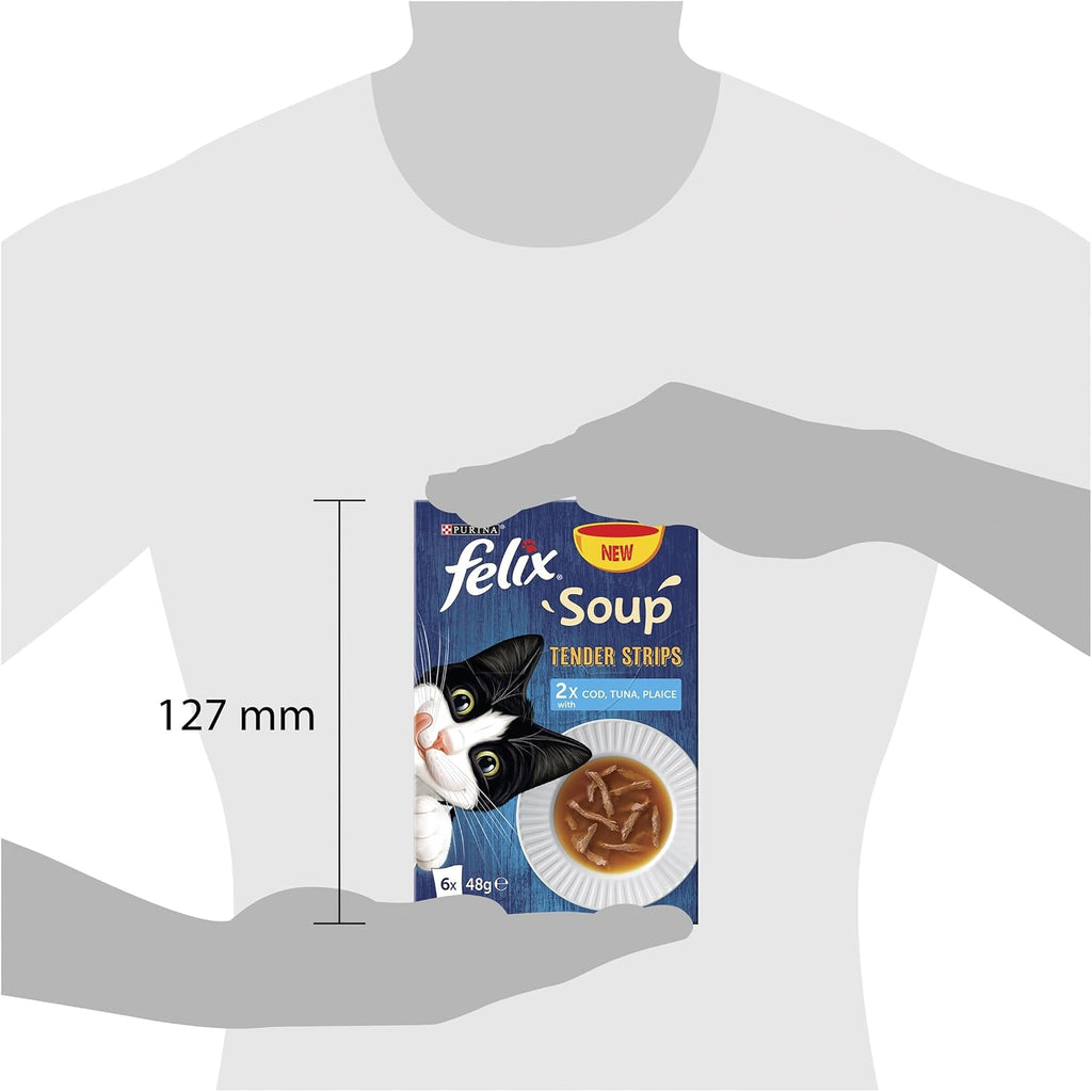 FELIX Soup Tender Strips Farm Selection Wet Cat Food 6x48g (Pack of 8)
