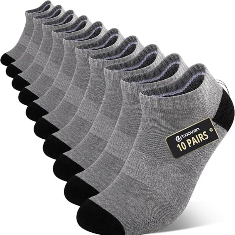 Short Socks for Men, Breathable and Comfortable, Suitable for Sports and Fitness (10 Pairs)