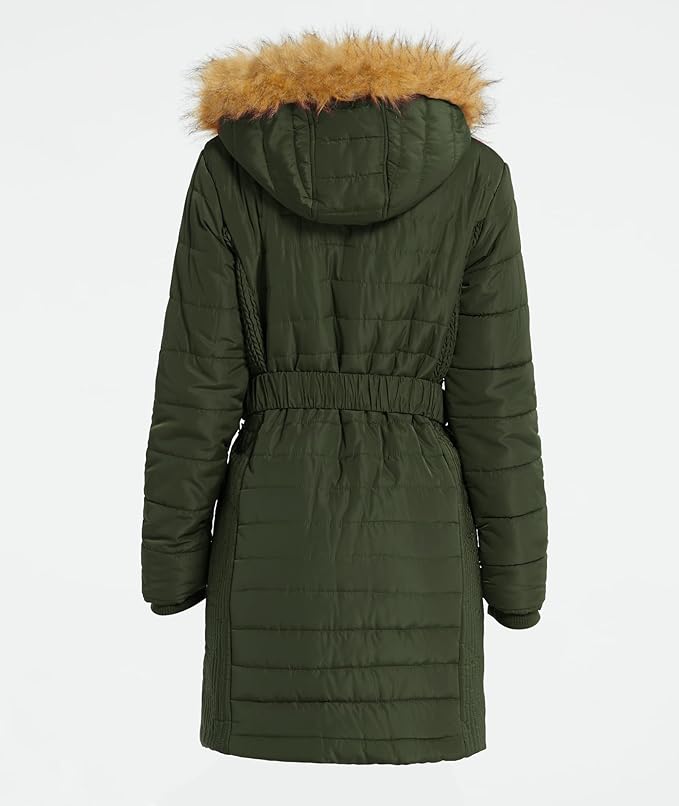 Wantdo Womens Long Puffer Coat Army Green XL XXL Waterproof Winter Jacket
