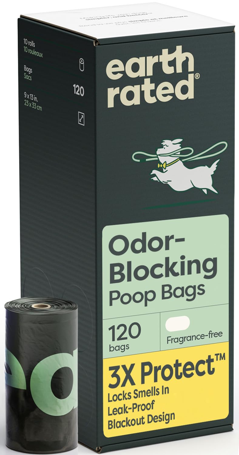 Earth Rated Dog Poo Bags, Guaranteed Leak Proof and Extra Thick Waste Bag Refill Rolls For Dogs, Lavender Scented, 120 Count