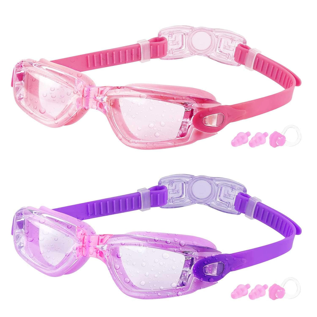 COOLOO Kids Swimming Goggles for Age 3-16, 2 Packs Anti-Fog Swim Goggles