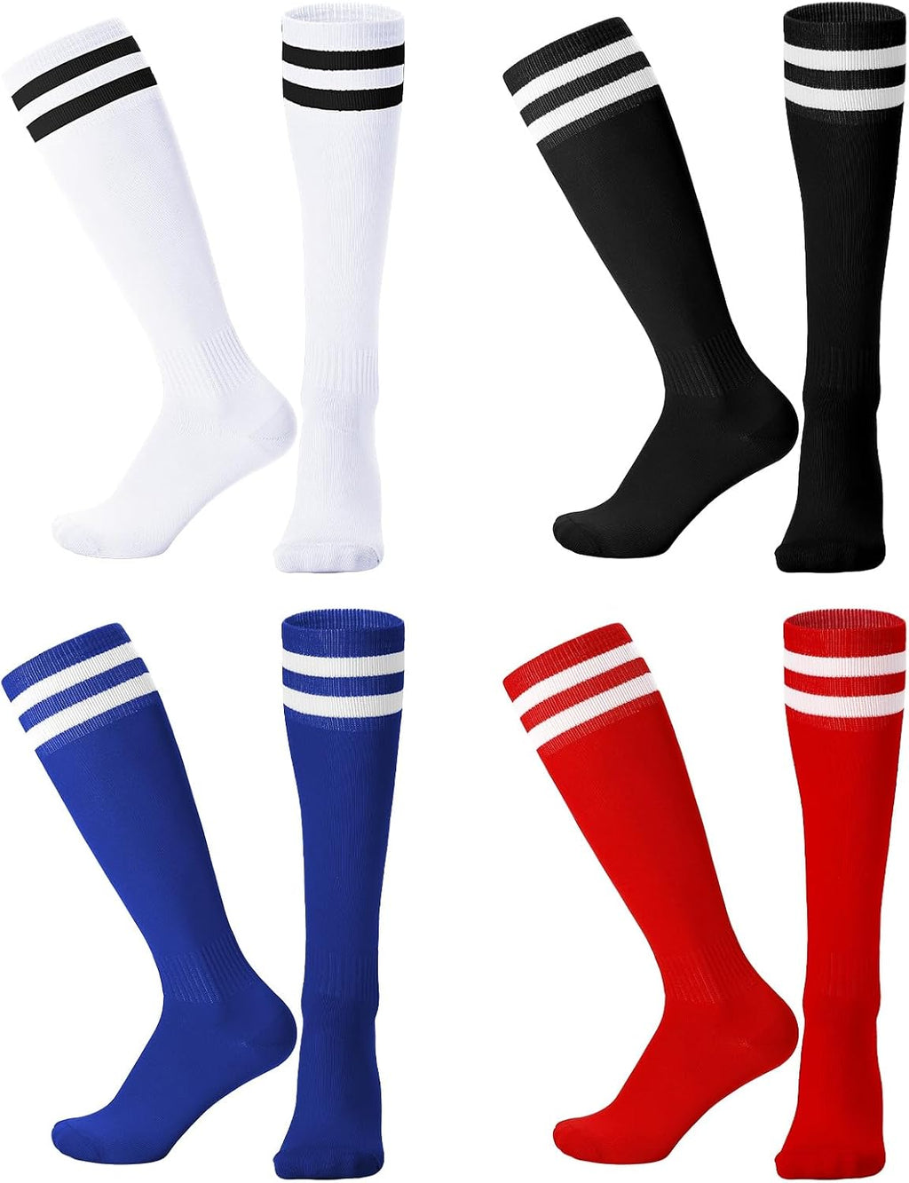 Zuimei 4 Pairs Football Socks Kids Football Socks for Boys Girls Childrens