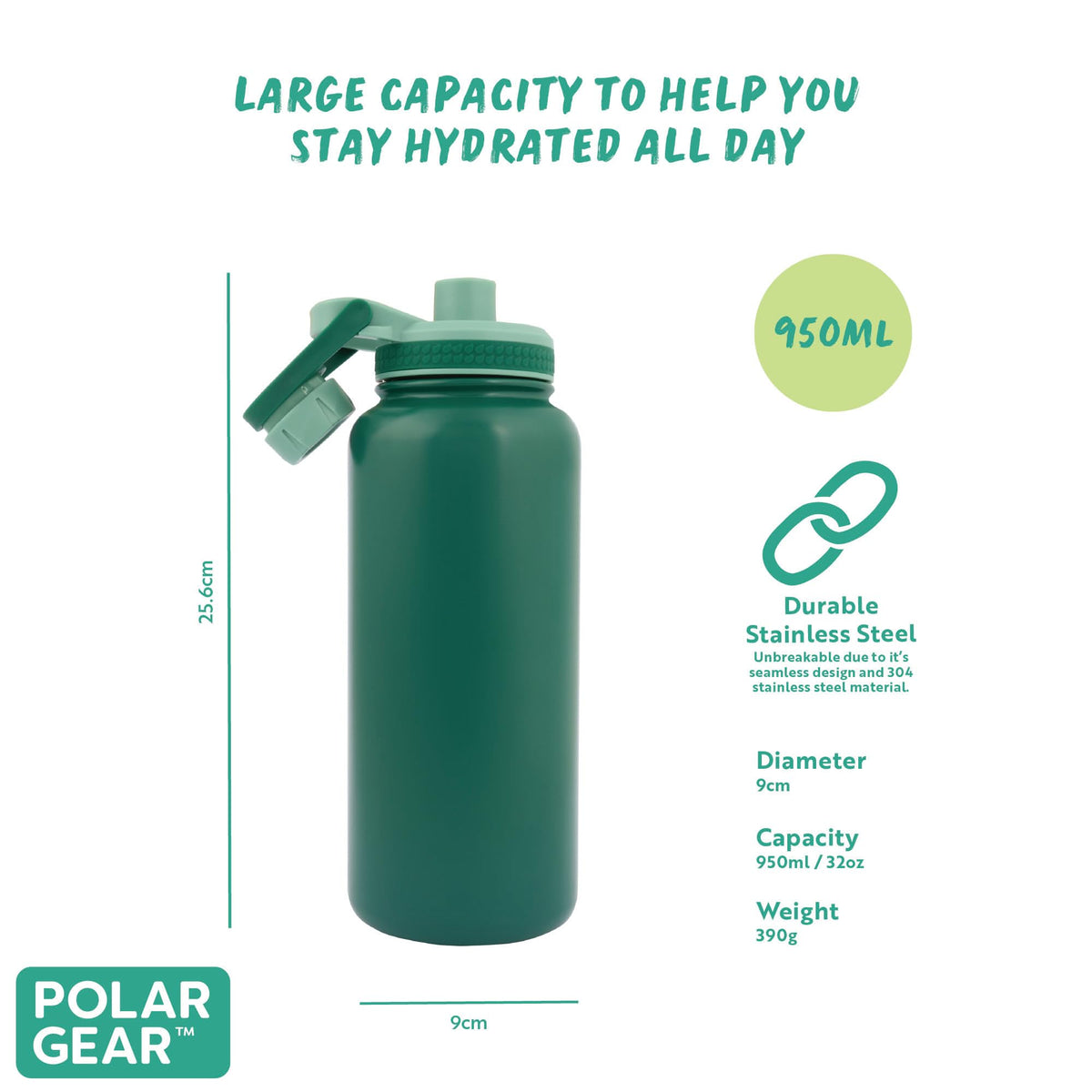 Polar Gear Insulated Water Bottle with Flip Straw - 800ml Wine