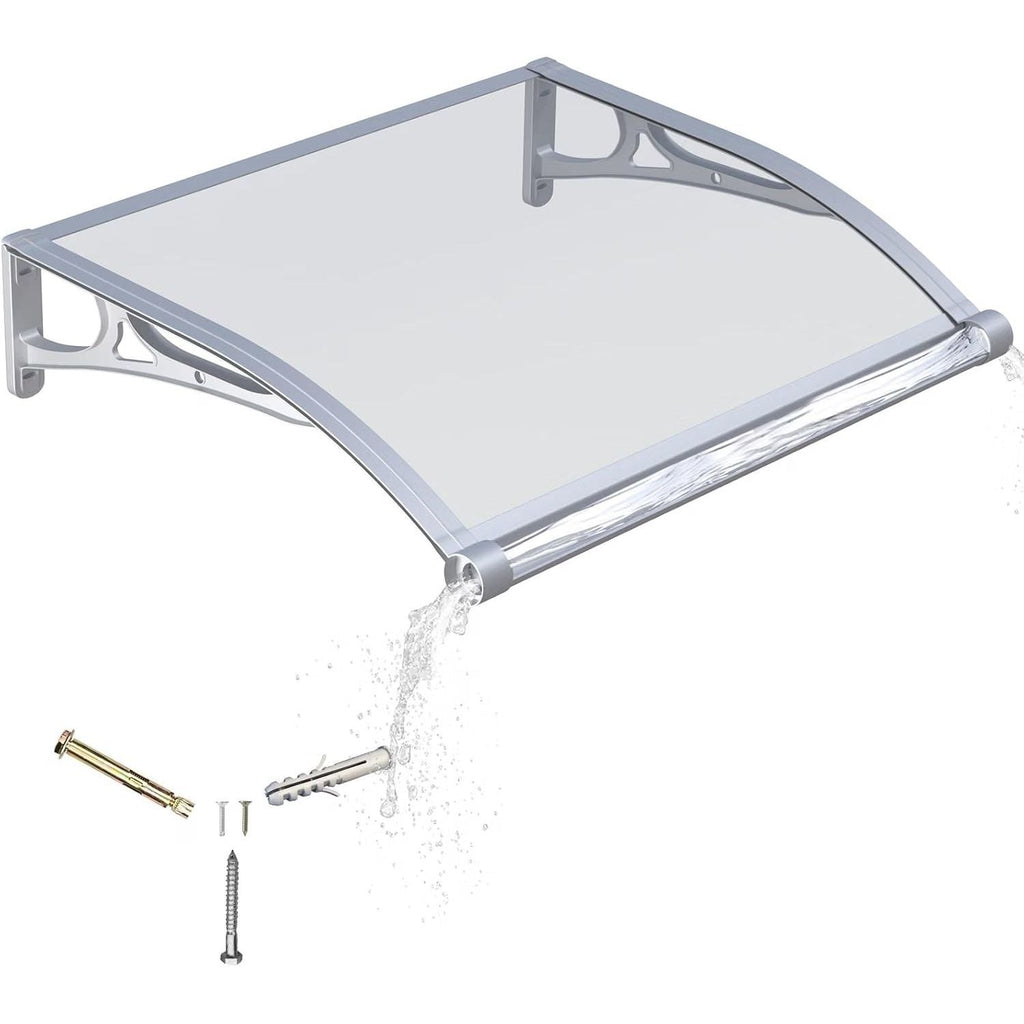 Door Canopy Awning 100x100cm Polycarbonate Aluminium UV Rain Snow Protection