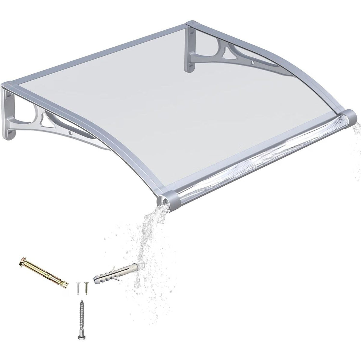 Door Canopy Awning 100x100cm Polycarbonate Aluminium UV Rain Snow Protection