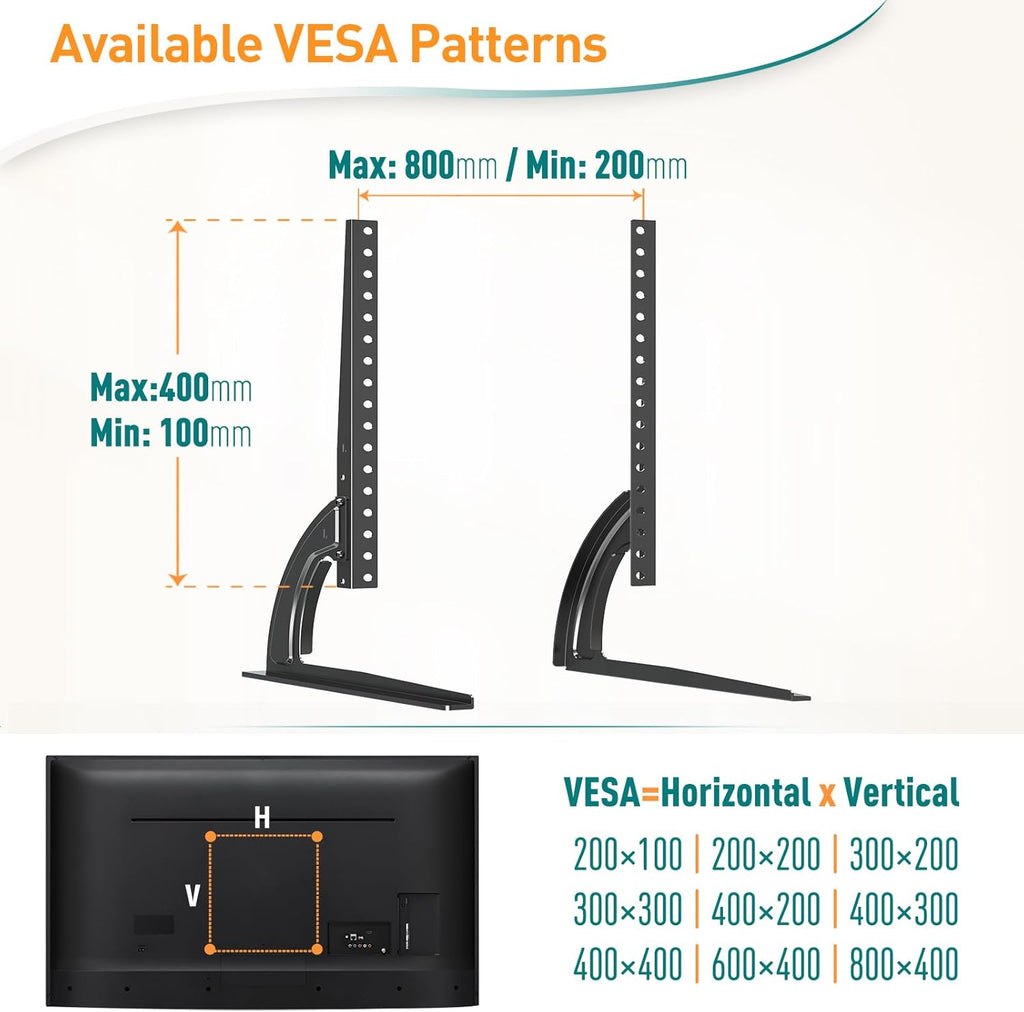 TV Stand Base Universal 27-55 Inch Height Adjustable Tabletop Pedestal ELIVED