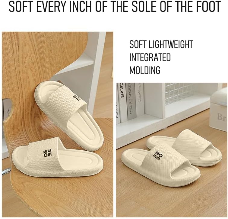 Bathroom Slippers for Men Women,Shower Shoes Thickened,Slippers Indoor Home Beach Non Slip Anti-Slip Quick Drying Pool Slides,White